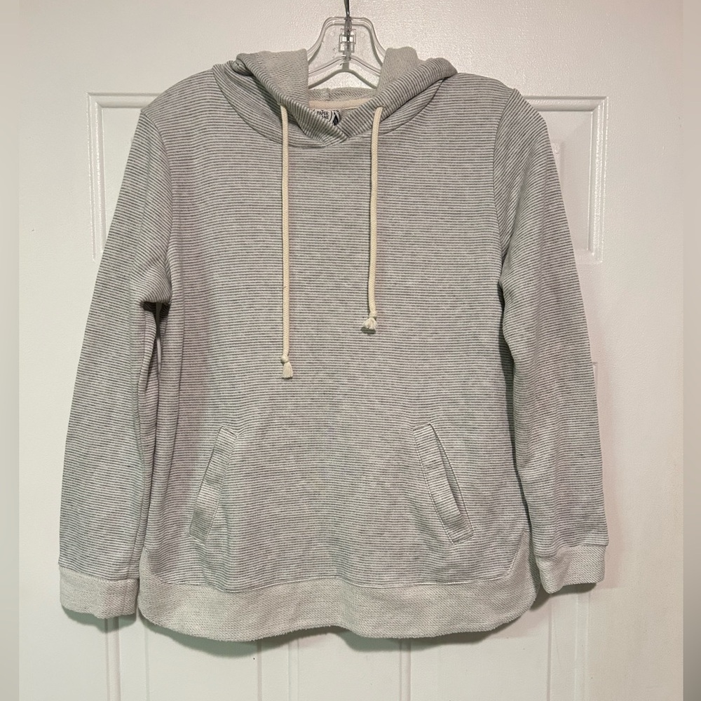 Paper Crane‎ Gray And White Hooded Pull Over Sweatshirt Women's Small